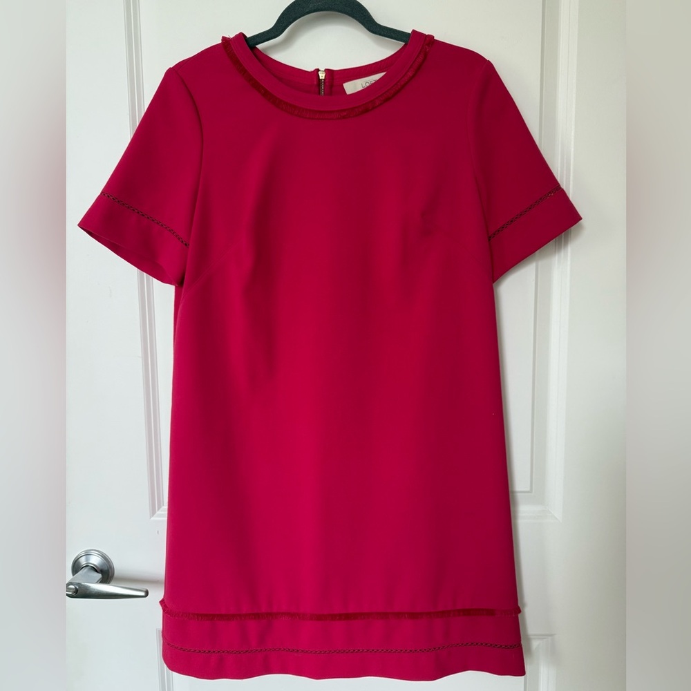 Ann Taylor Loft Dress, Pink, Size 6 with fringe